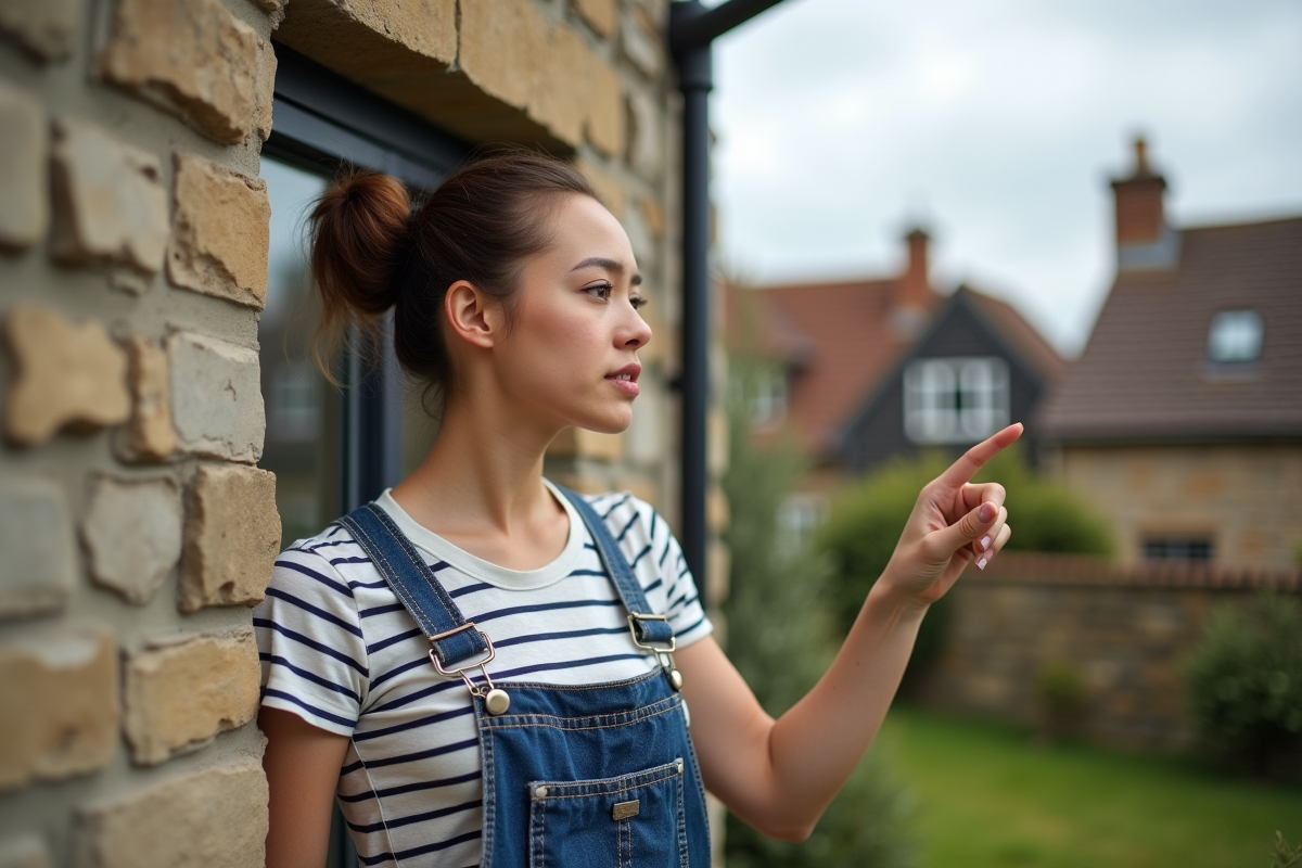 Femme pointant la façade d