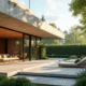 Maison moderne avec veranda lumineuse et grandes fenêtres