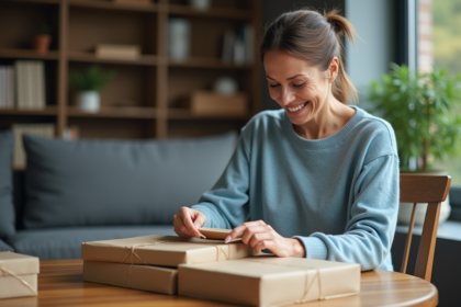 Femme rangeant des livres dans un cadre cosy intérieur